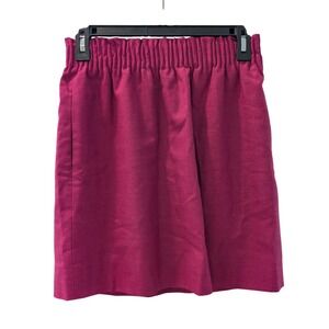J. Crew Wool Blend Elastic Waist Mini Skirt Size 0 Burgundy Paperbag Waist